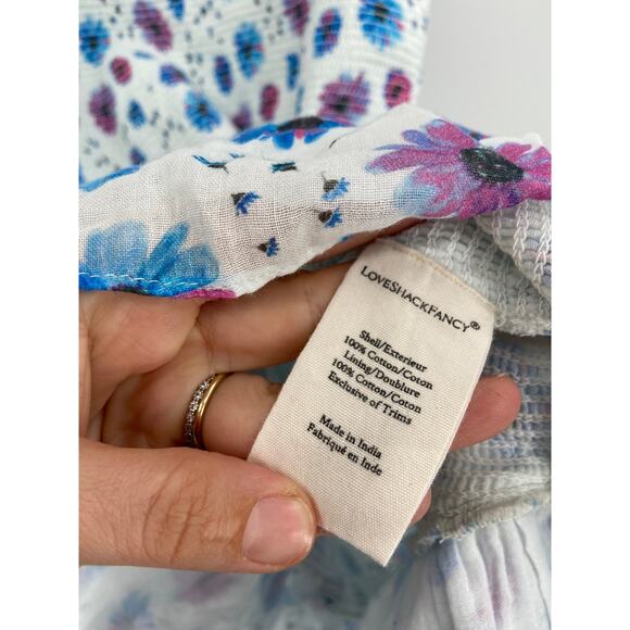 LoveShackFancy Kodie Deep Cotton Candy Smocked Floral Print Mini Dress Size L - Picture 7 of 7